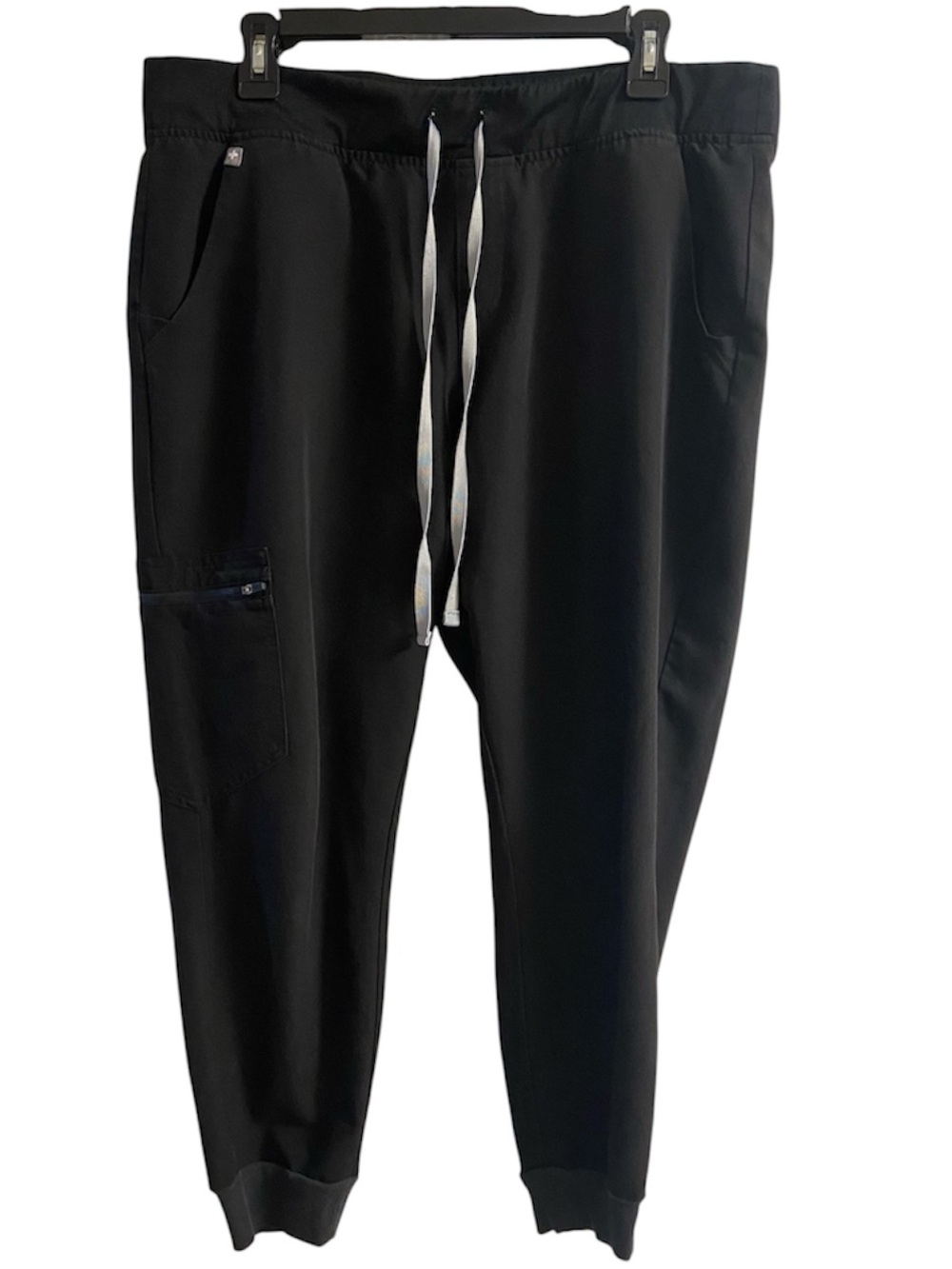 Figs Black Jogger Style Scrub Pants with grey Drawstring Cargo XLP